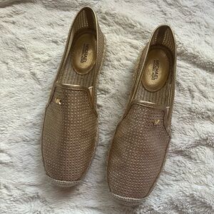 MICHAEL MK Gold Espadrille Slip On 7.5 NWOB